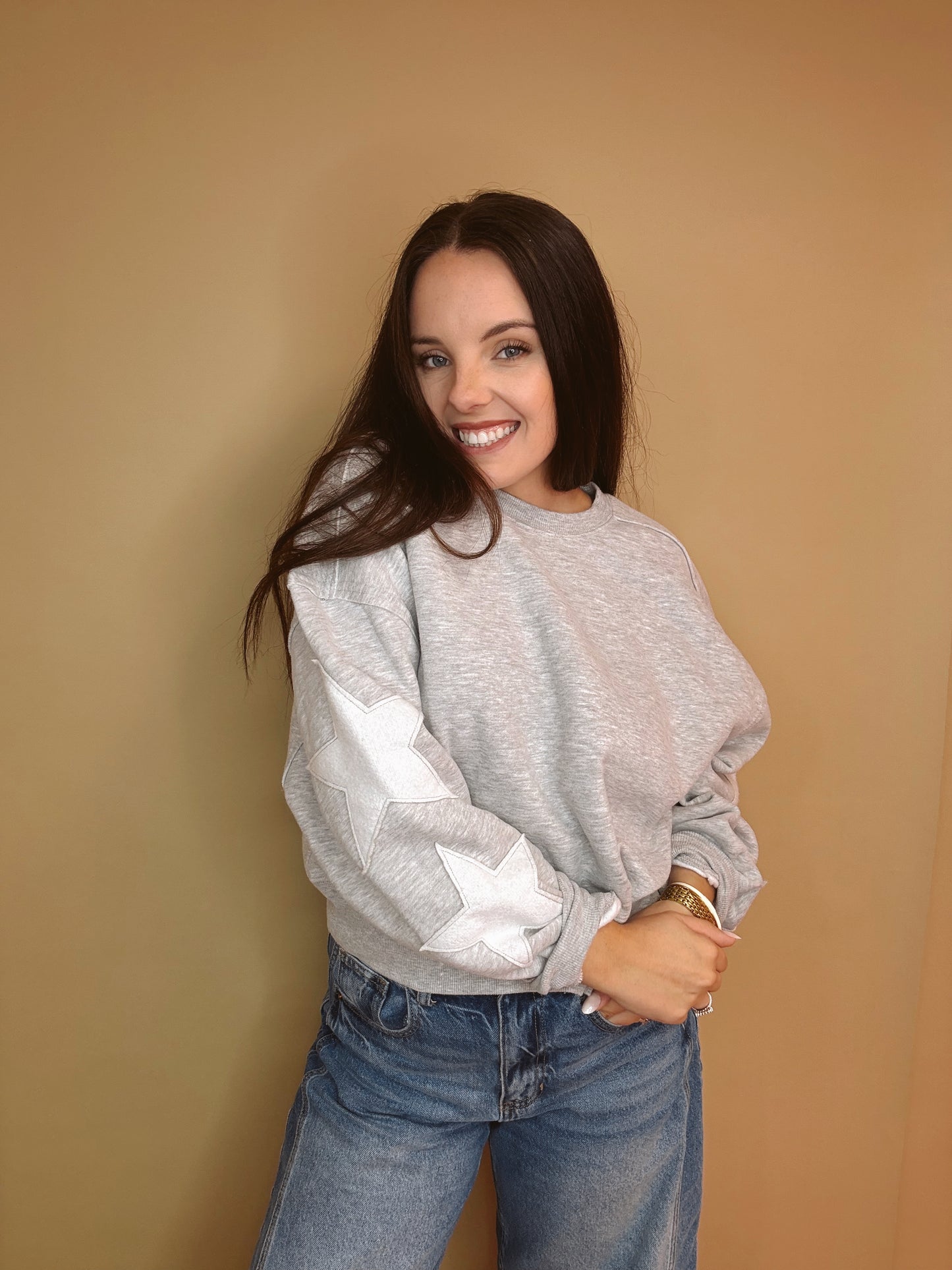 Starry Sleeve Crewneck Sweater