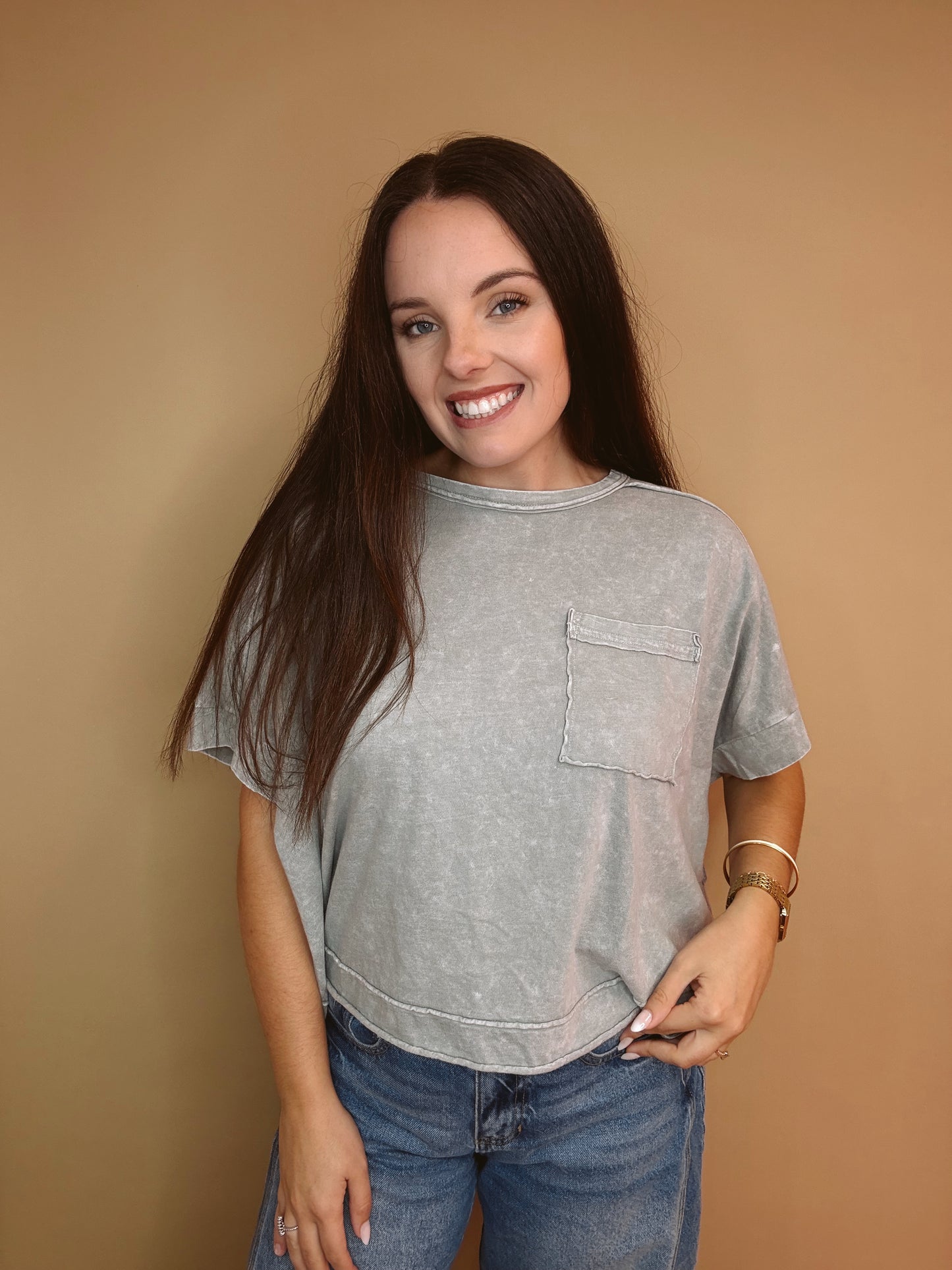 The Halo Washed Oversized Crop Tee