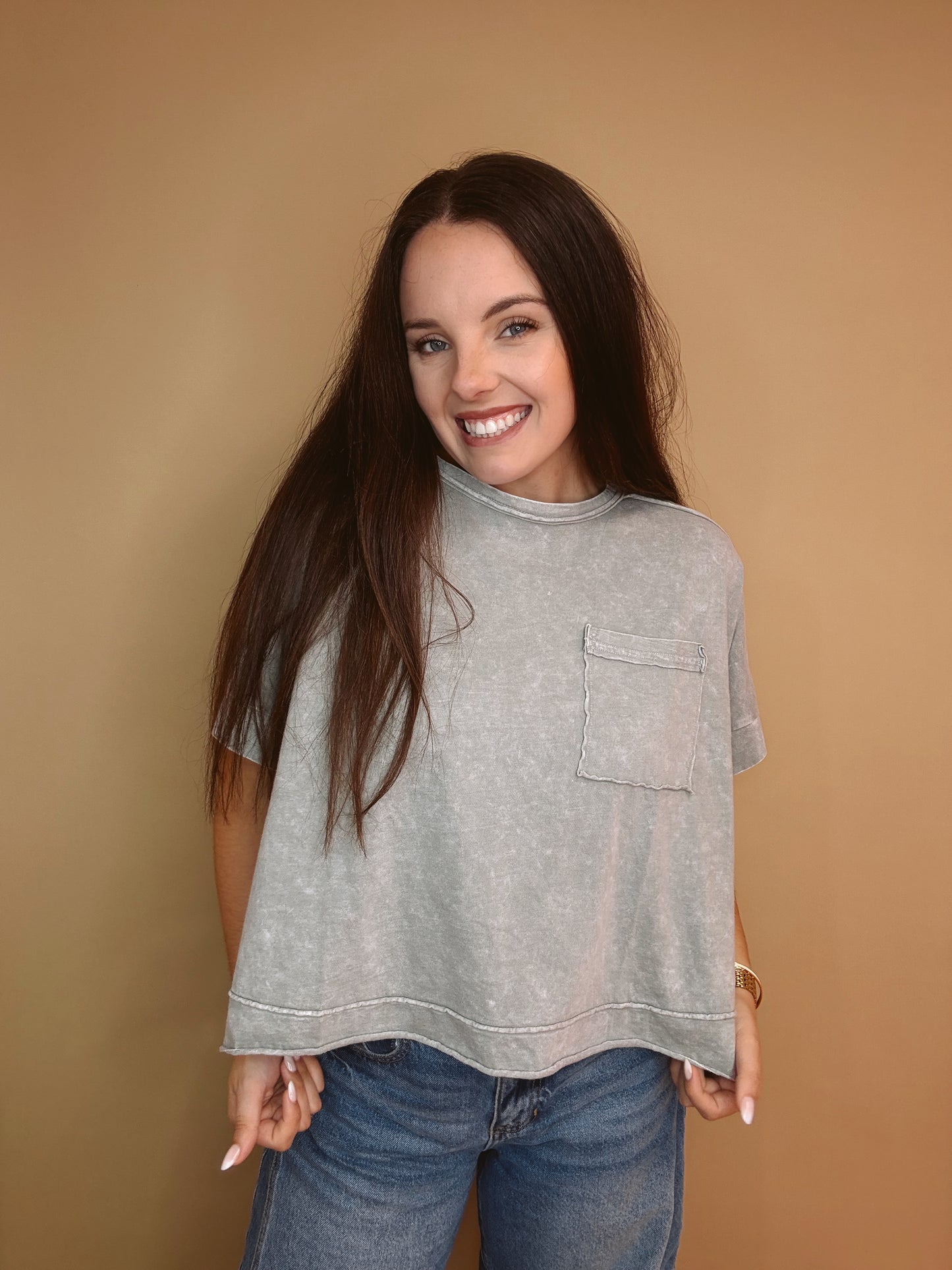 The Halo Washed Oversized Crop Tee