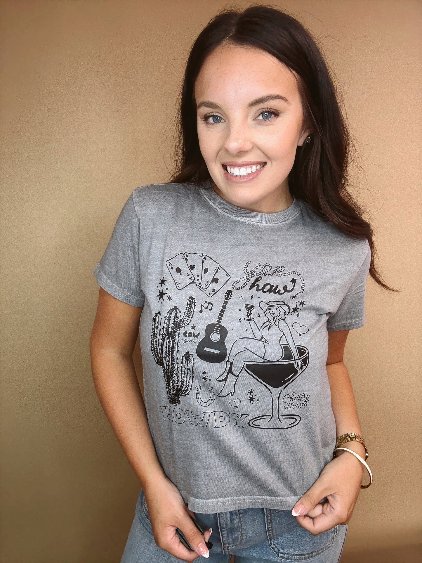 Western Martini Girl Baby Doll Tee