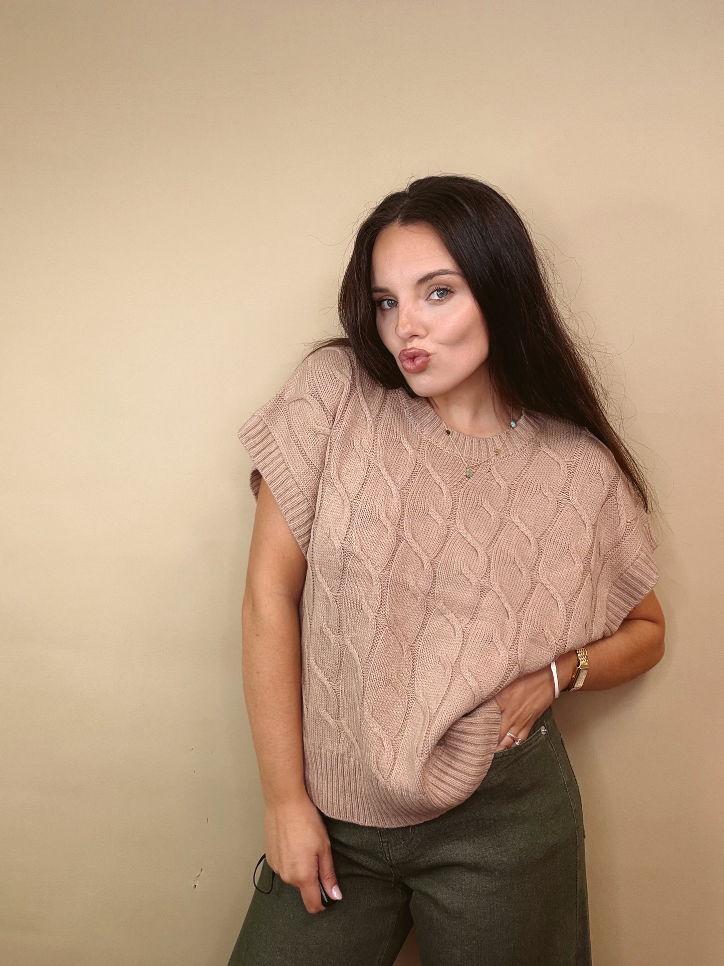 Charmed Cable Knit Sweater Vest
