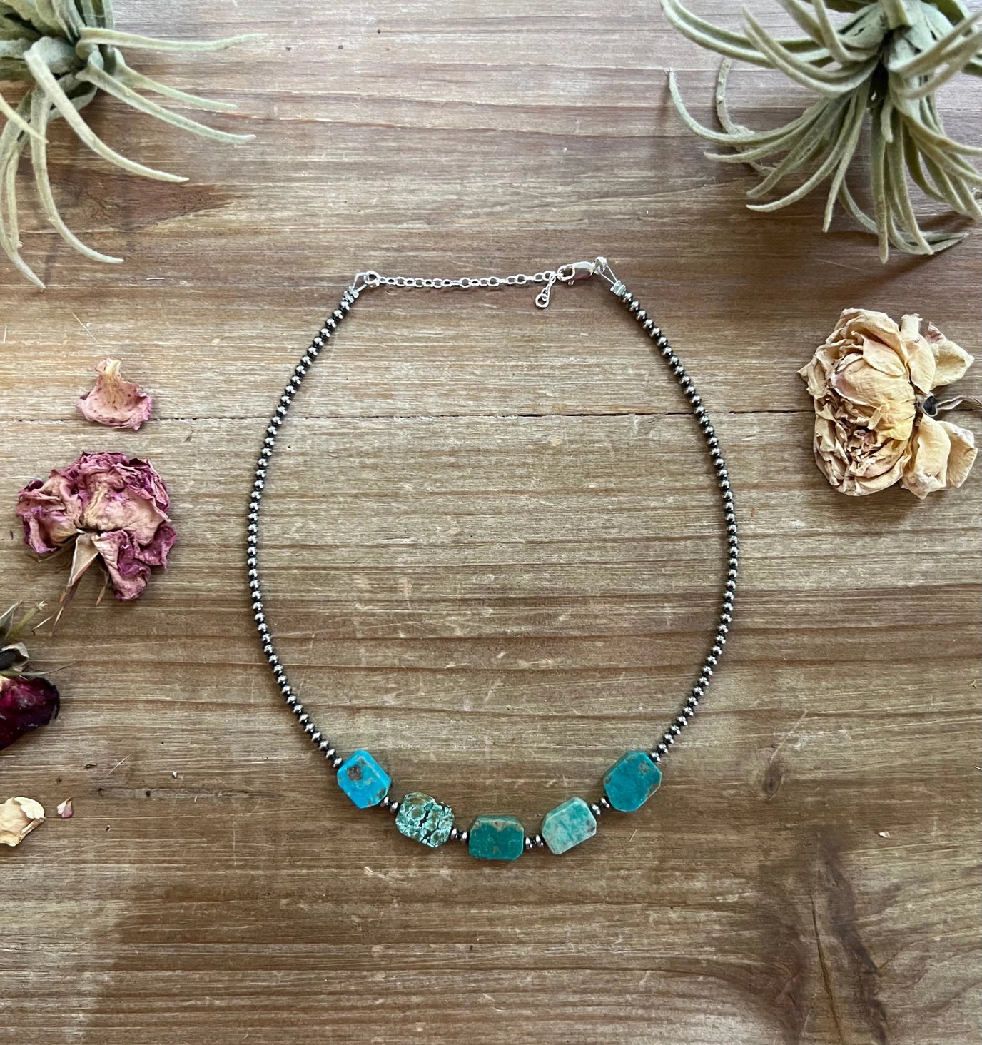 Sterling Silver Choker 5 Stone Turquoise