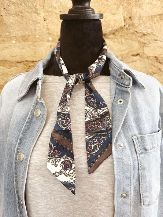 Midnight Paisley Twilly Bandana