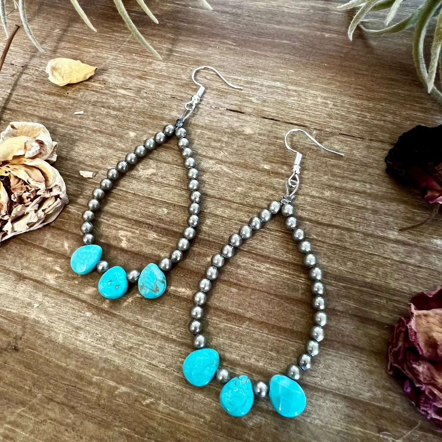 Magnesite Turquoise Teardrop Earrings