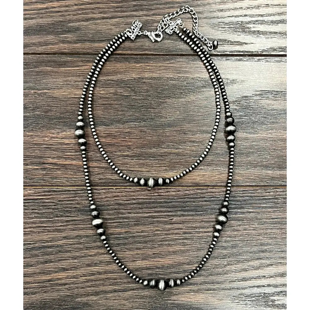 Silver Sage Layered Bead Necklace