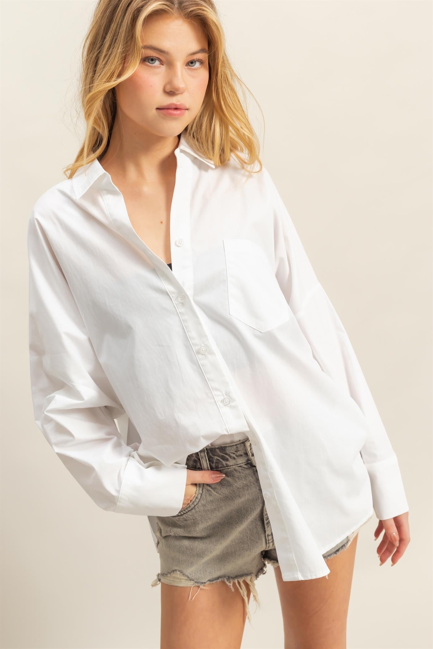 Timeless White Button Down Top