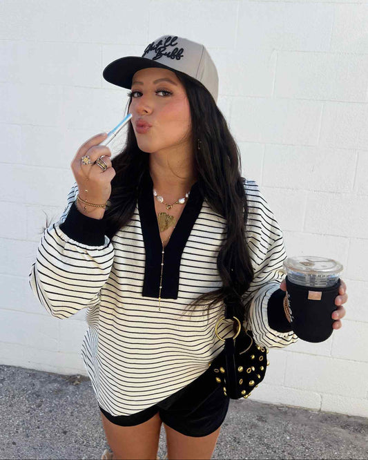 The Ellis Stripe Collared Pullover