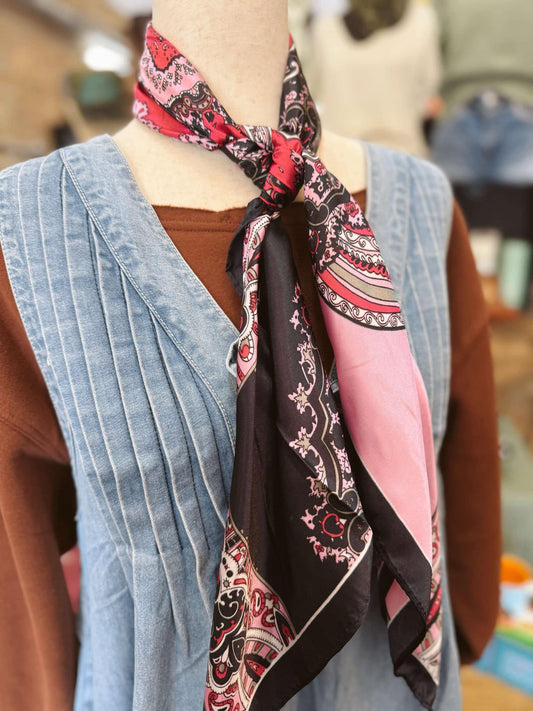 Rose Noir Paisley Bandana