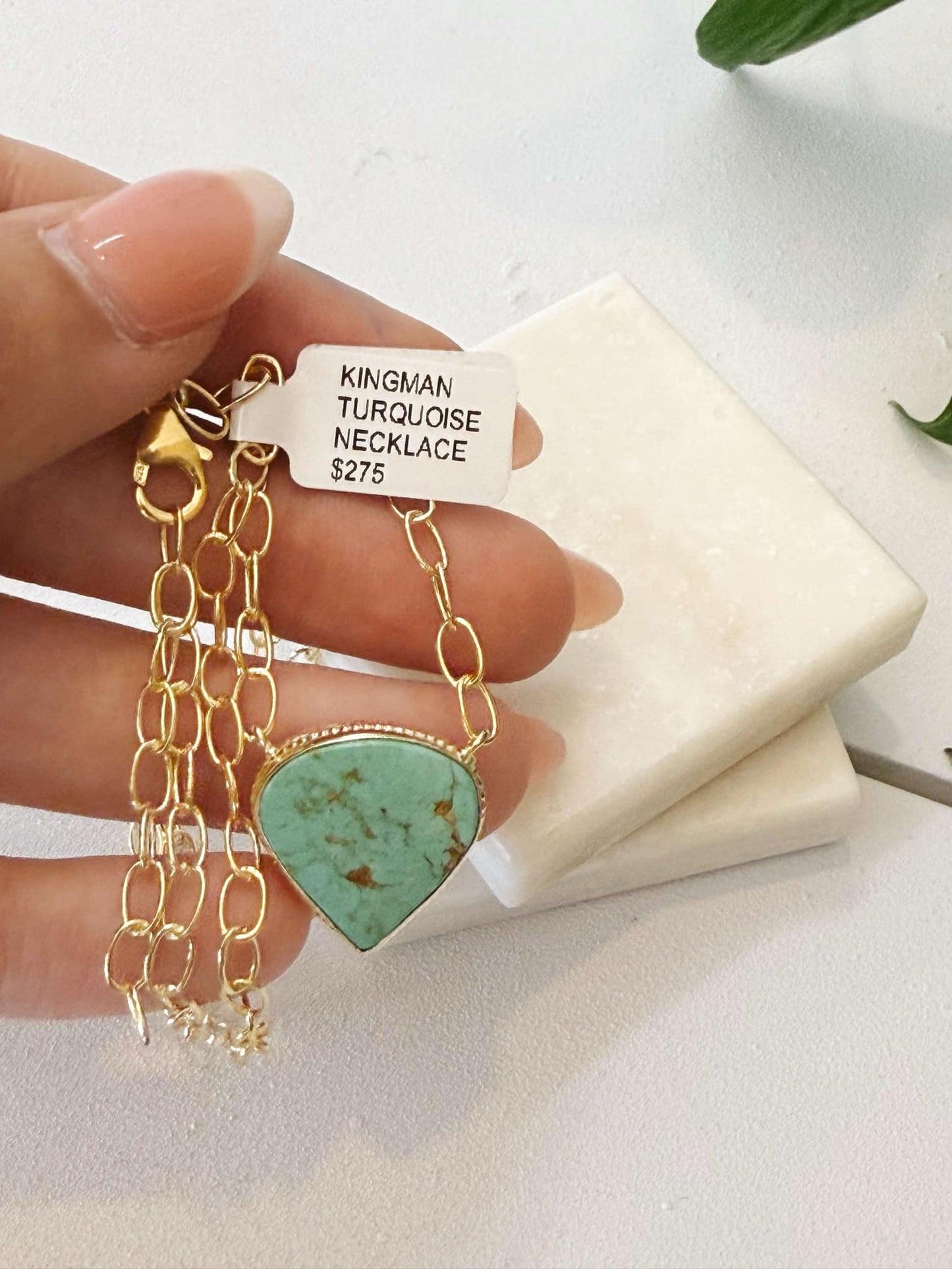 Authentic Golden Teardrop Turquoise Necklace #312