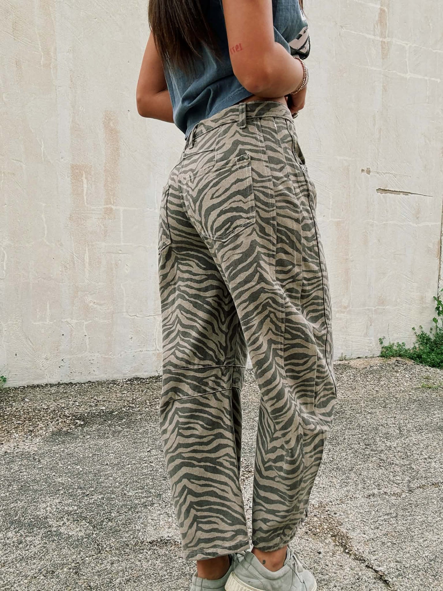Zebra Babe Barrel Jeans