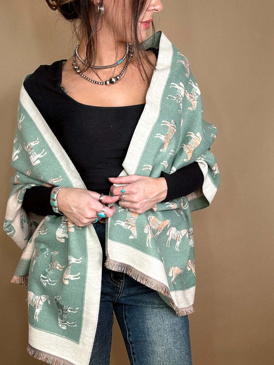 Winter Horses Western Scarf