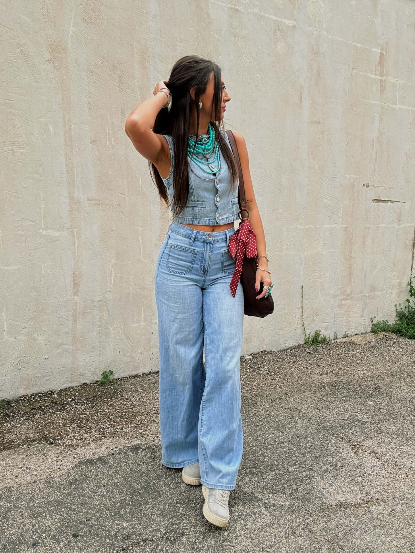Scalloped Sweetheart Denim Vest