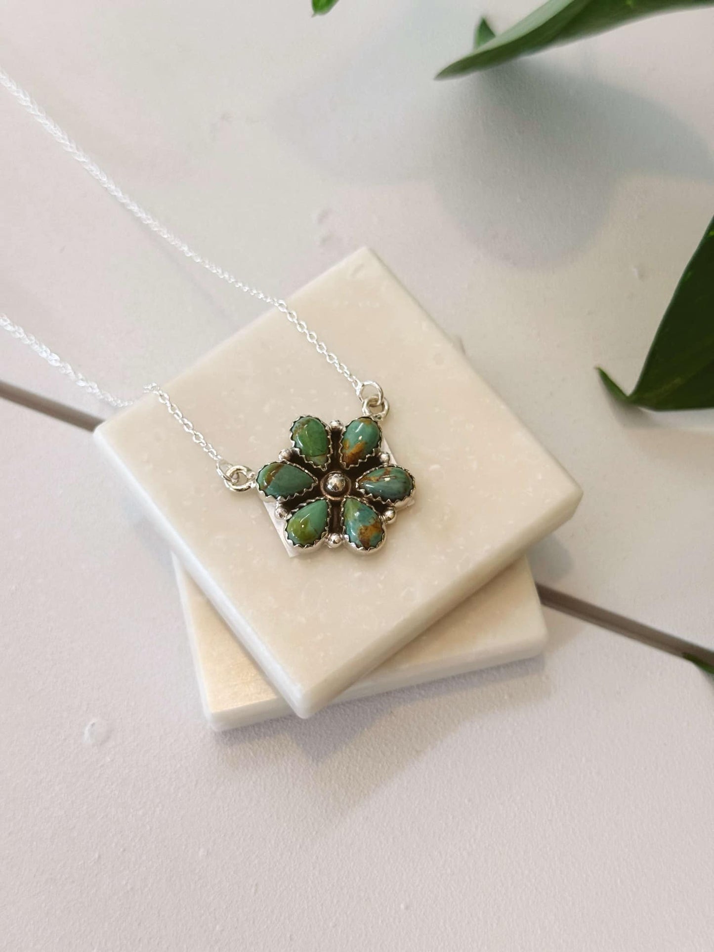 Authentic Emerald Bloom Sterling Silver Necklace #328