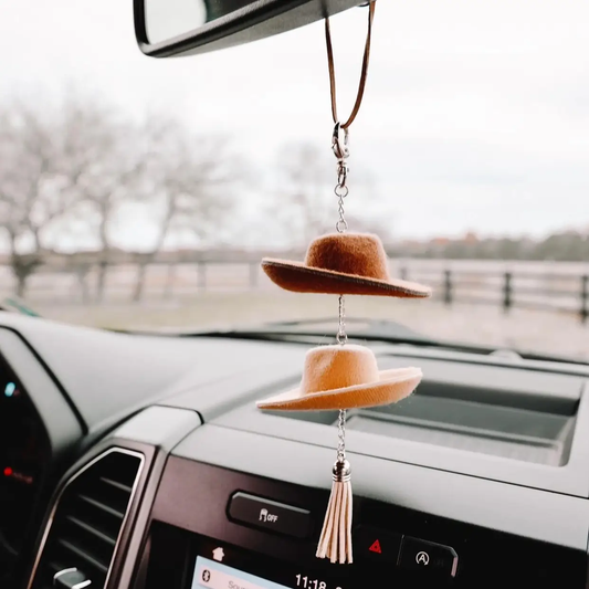 Brown & Stone Cowboy Hat Rearview Mirror Charm