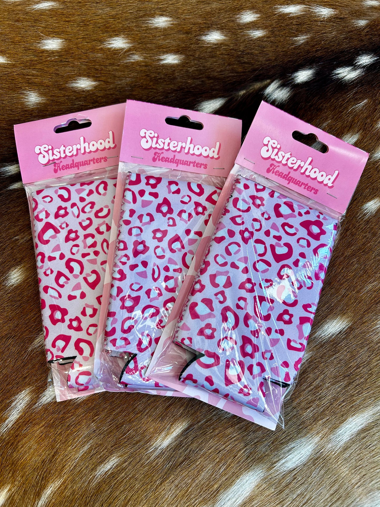 Pink Leopard Tall Coozie 2-Pack