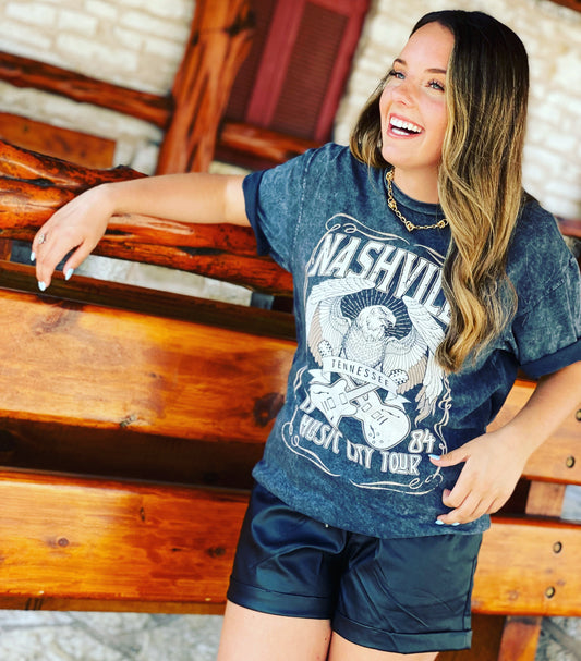 Nashville Music City Tour Mineral Washed Tee