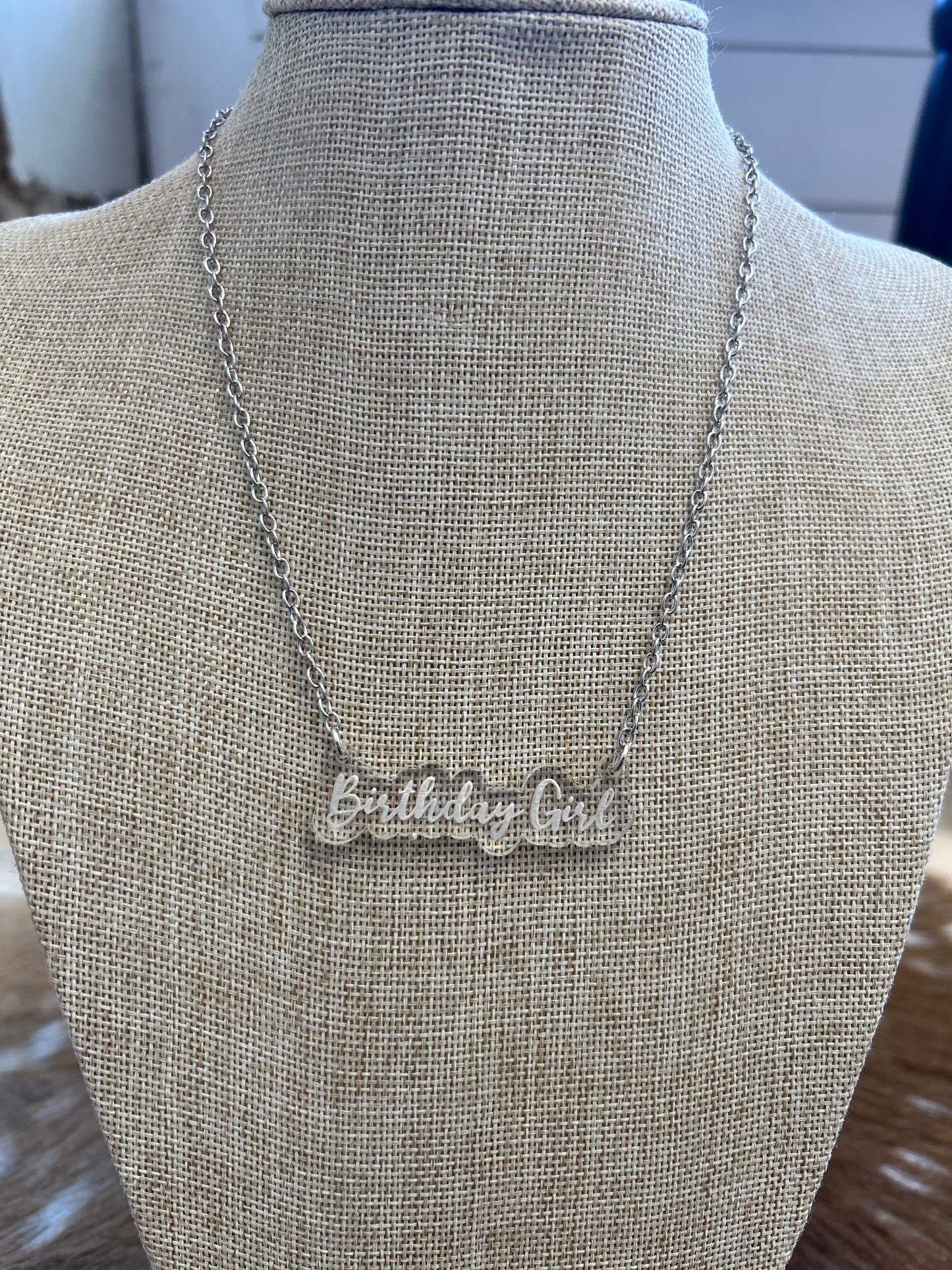 Birthday Girl Acrylic Necklace