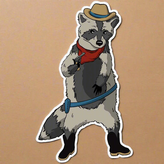 Racoon Cowboy Sticker Decal