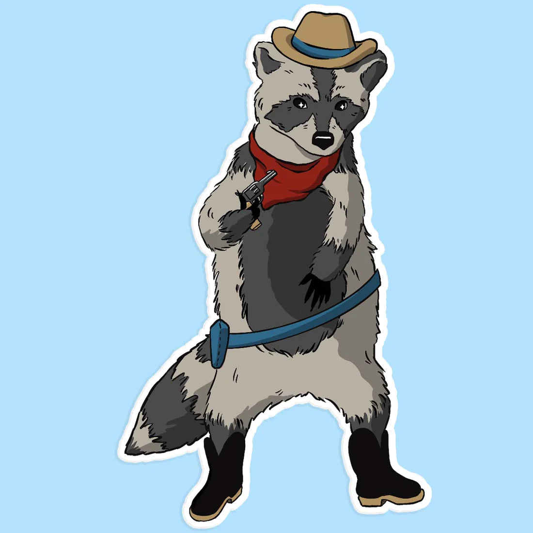 Cowboy Raccoon Sticker