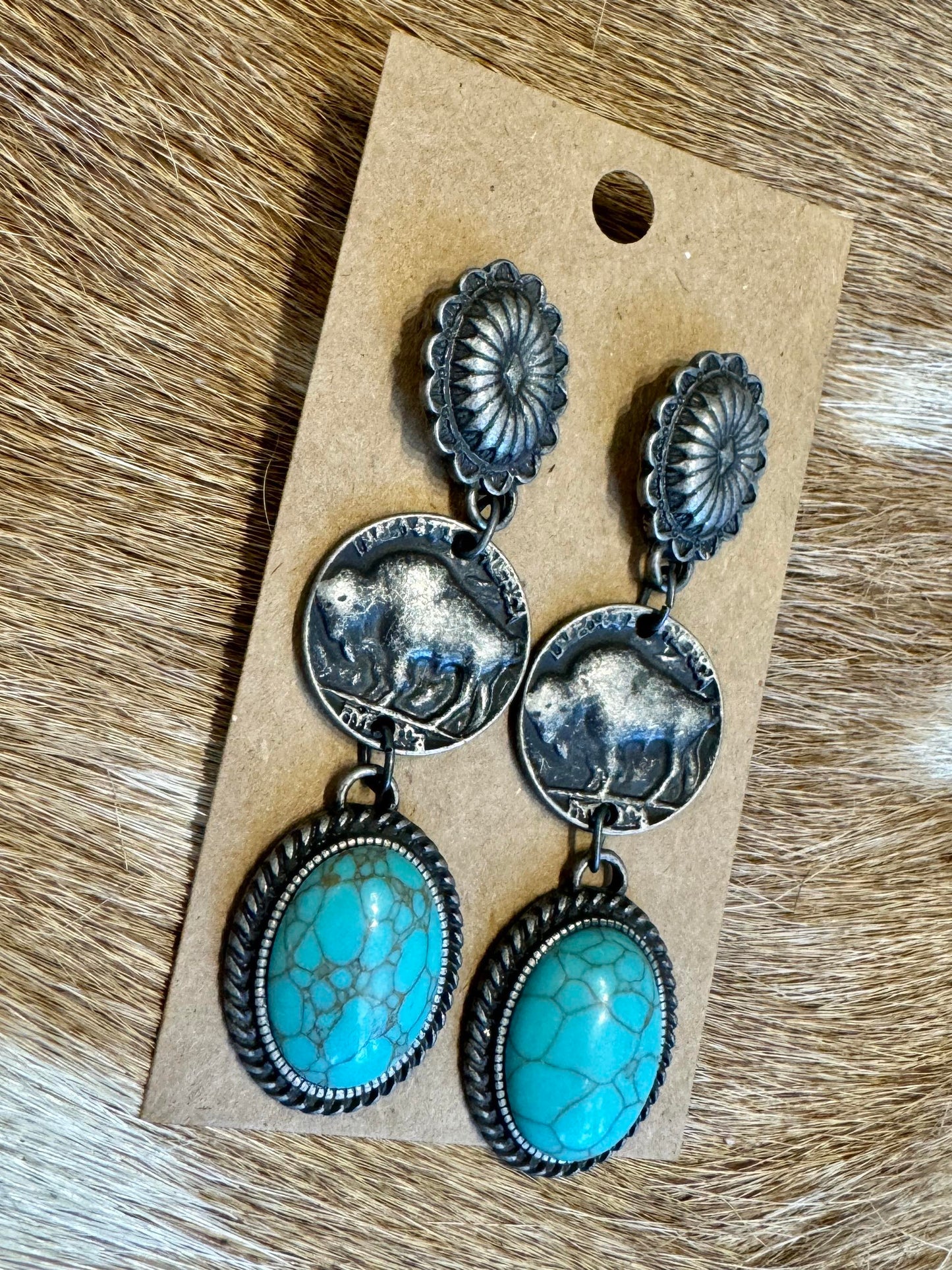 Buffalo Nickel Drop Earring