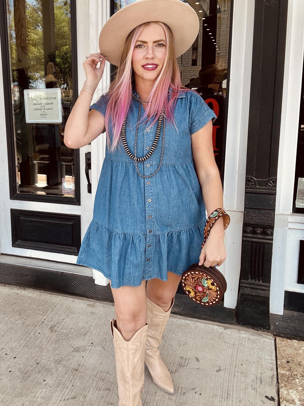 The Bekah Teired Denim Dress