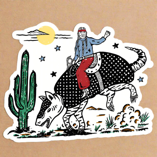 Armadillo Cowboy Funny Sticker Decal