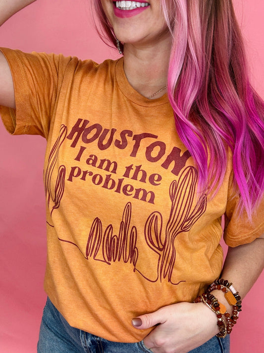 Houston I Am The Problem Mineral Washed Tee